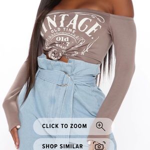 Fashions nova vintage chic off the shoulder shirt